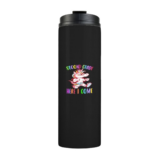 Second Grade Here I Come Unicorn Rainbow Back to S Thermal Tumblers