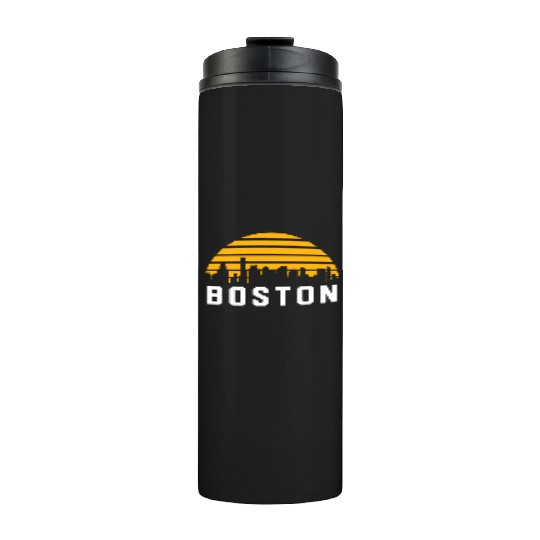Boston Massachusetts Cityscape Yellow Thermal Tumblers