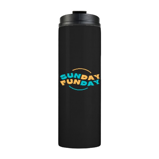 Blue Yellow Sunday Funday Typography 1 Thermal Tumblers