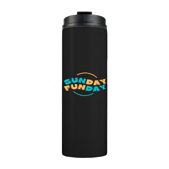 Blue Yellow Sunday Funday Typography 1 Thermal Tumblers