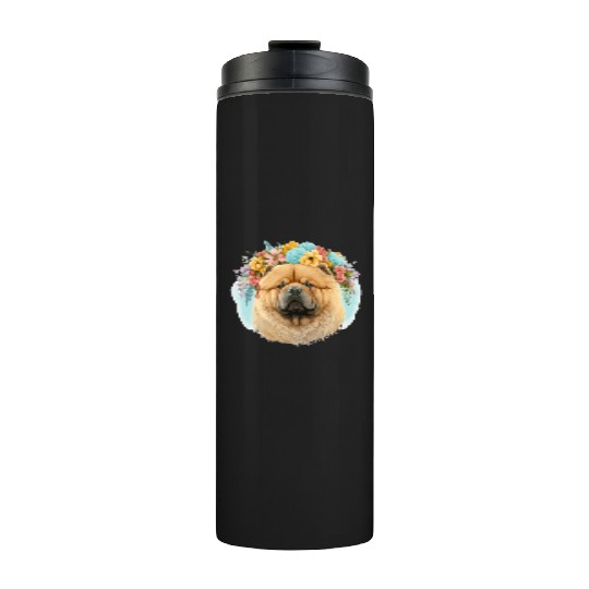 Cute Chow Chow Flower Crown Pet Dog Breed Floral P Thermal Tumblers