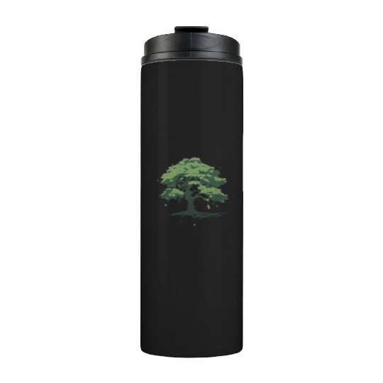 A green oak tree ink drawing Thermal Tumblers