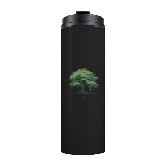 A green oak tree ink drawing Thermal Tumblers
