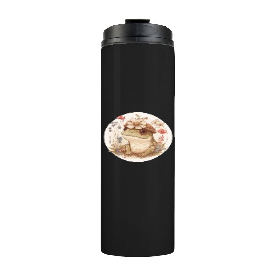 Cottagecore Cute Frog Toad Flower Crown Dark Acade Thermal Tumblers