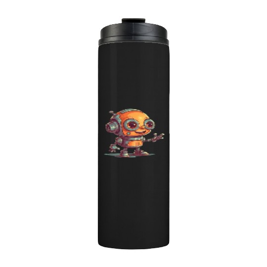 Cute waving robot illustration technology friendly Thermal Tumblers