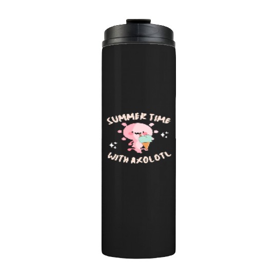 Funny SummerTime with axolotl Cute Kawaii Axolotl Thermal Tumblers