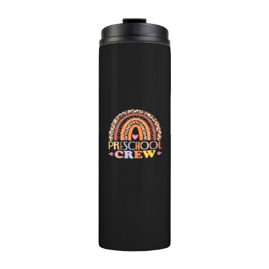Preschool Crew Cute Leopard Rainbow Back To School Thermal Tumblers