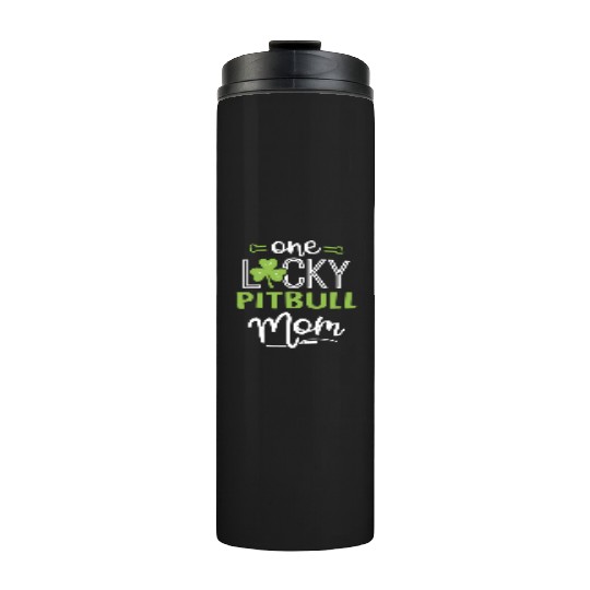 One Lucky Pitbull Dog Mom St Patric Day Thermal Tumblers
