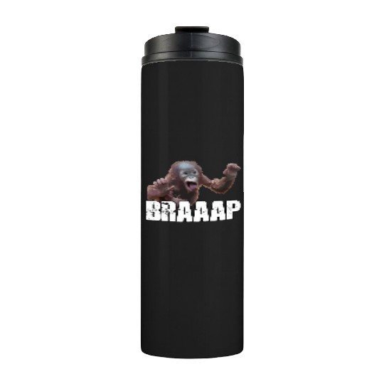 Braaap Monkey Face Riding A Motocross Thermal Tumblers