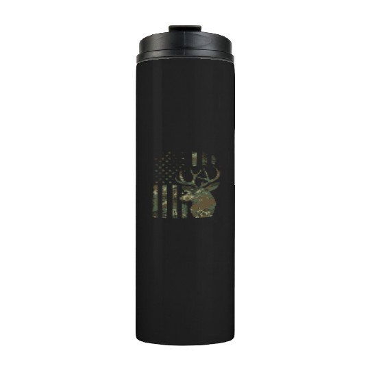 Camo American Flag Buck Hunting For Elk Deer Thermal Tumblers