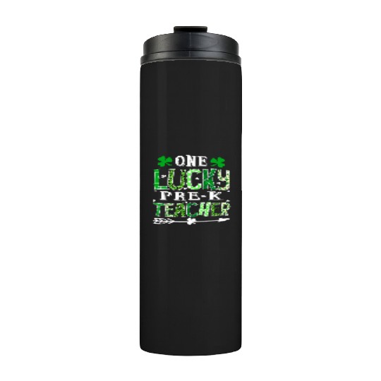 St Patrick'S Day One Lucky Pre-K Teacher Shamrock Thermal Tumblers