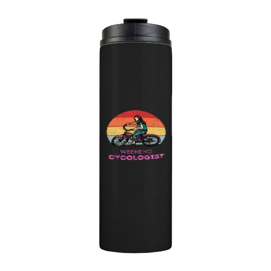 Weekend Cycologist Retro Sunset Cycling Thermal Tumblers