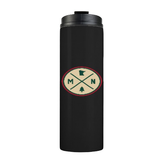 Minnesota Mn Circle Patch Red And Green Thermal Tumblers
