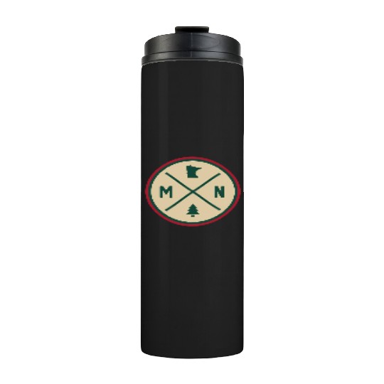 Minnesota Mn Circle Patch Red And Green Thermal Tumblers