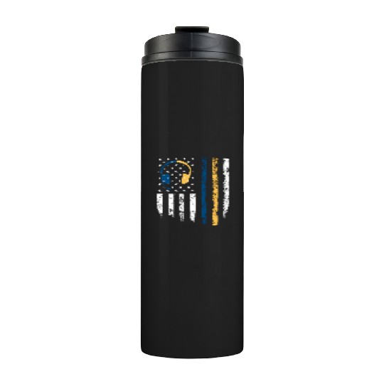 Gold Blue Line 911 Police Dispatcher First Thermal Tumblers