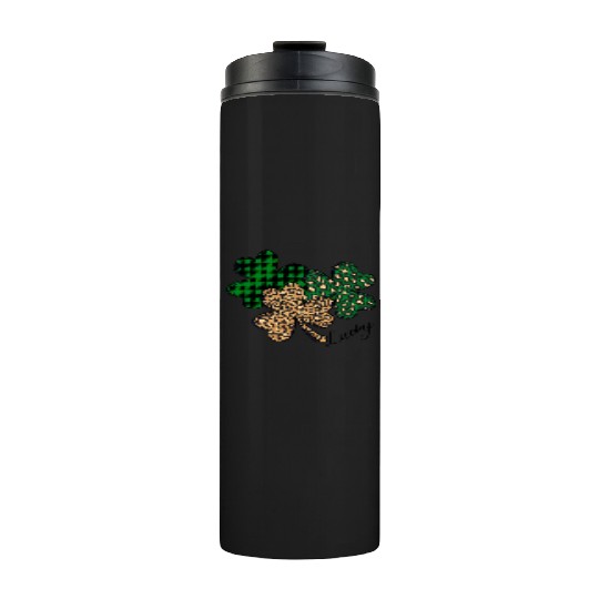 Lucky Leopard Shamrock St Patric Day Thermal Tumblers