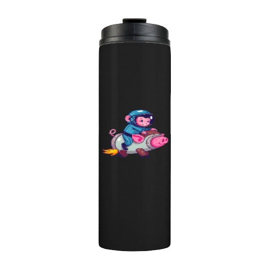 Pig and Monkey as Astronauts Thermal Tumblers