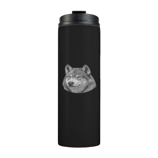 Realistic Black And White Male Wolf Portrait Wolf Thermal Tumblers