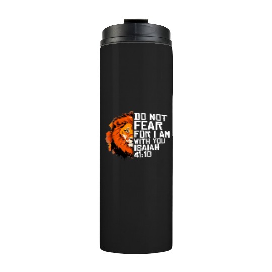 Christian Religious Bible Verse Sayings Lion Fear Thermal Tumblers