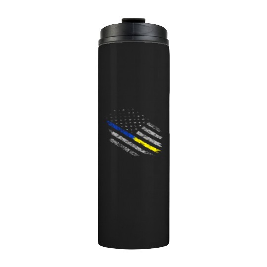 Gold Blue Line 911 Police Dispatcher First Thermal Tumblers