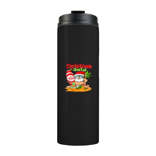Christmas In July Funny Santa Summer Beach Thermal Tumblers