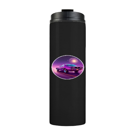 Nostalgic Retro 80s Purple Vaporwave Muscle Car Thermal Tumblers