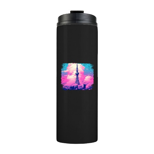 Aesthetic Tokyo Skytree Vaporwave Japanese Sight Thermal Tumblers