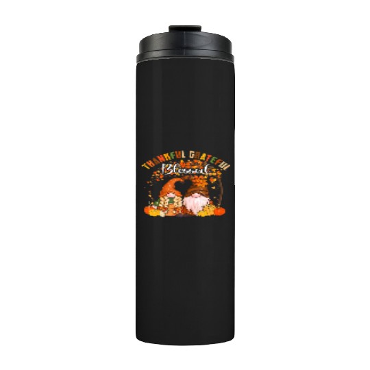 Thankful Grateful Blessed Gnomes Fall Autumn Thermal Tumblers
