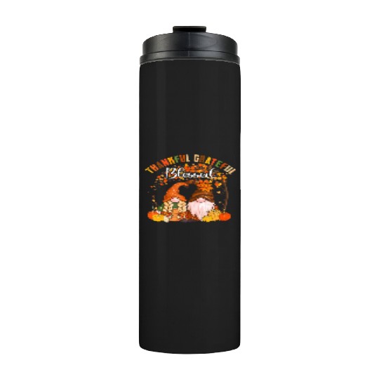 Thankful Grateful Blessed Gnomes Fall Autumn Thermal Tumblers
