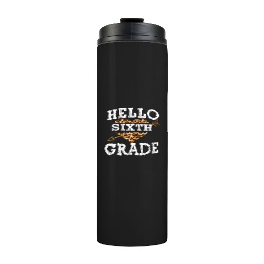 Hello 6th Grade Leopard Heart Back To School Thermal Tumblers