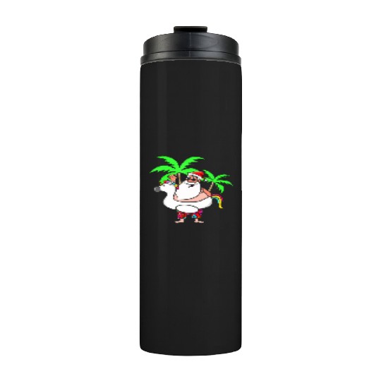 Christmas In July Santa on Vacation Unicorn Pool Thermal Tumblers