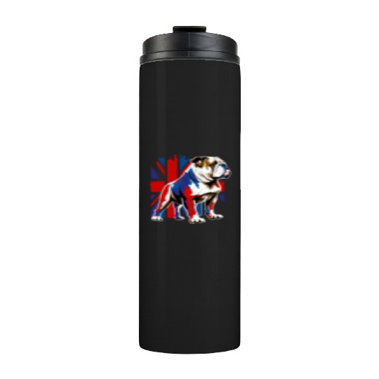 British Bulldog With Union Jack Flag King Charles Thermal Tumblers