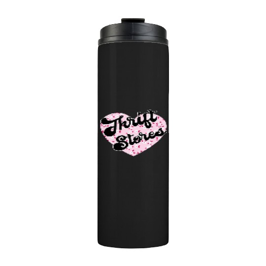 Thrift Stores pink floral heart Thermal Tumblers