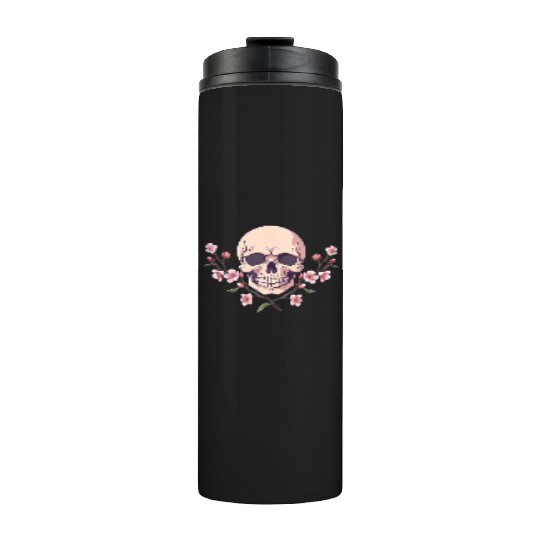 Anime style Skull with cherry blossom branches Thermal Tumblers