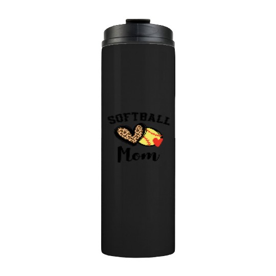 Softball Mom Leopard He Thermal Tumblers