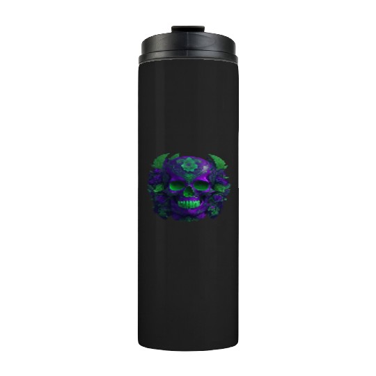 Enigmatic Elegance: The Blue & Green Skull Thermal Tumblers