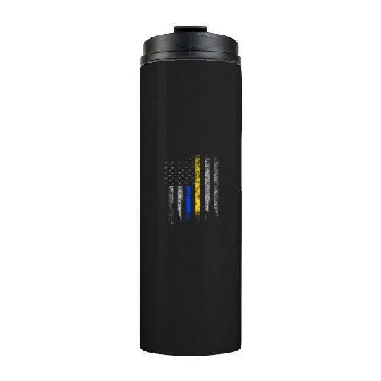 Gold Blue Line 911 Police Dispatcher First Thermal Tumblers