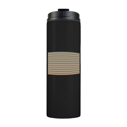 Retro Orange Teal Pattern Thermal Tumblers