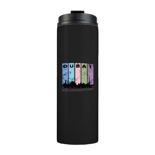 Black Colorful Dubai The Leading City in the World Thermal Tumblers