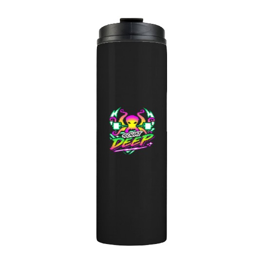 Squat Deep Kraken Retro Neon Synthwave 80s 90s Thermal Tumblers