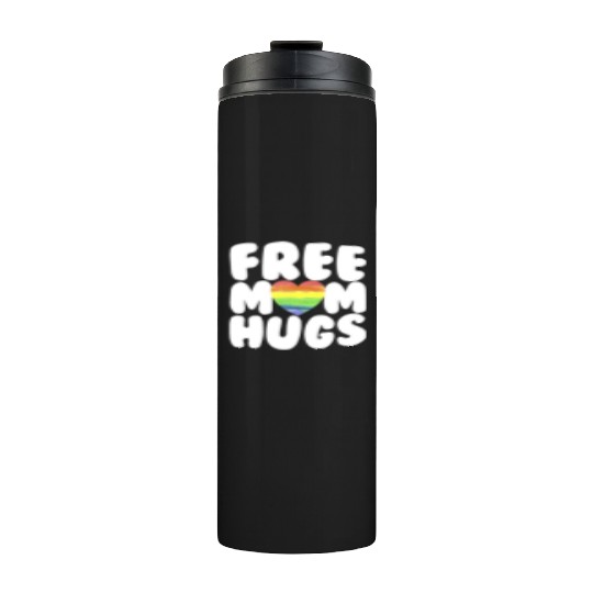 Free Mom Hugs LGBTQ Plus Rainbow Heart Free Hugs Thermal Tumblers