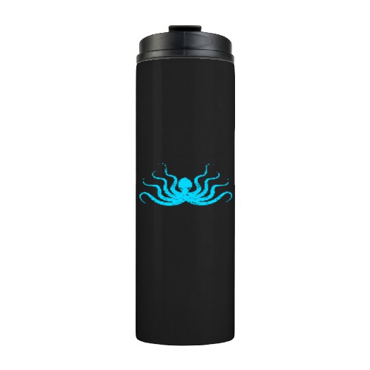 Menace Octopus Neon Blue Thermal Tumblers