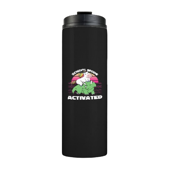 Student Unicorn Triceratops Dino Back To School Thermal Tumblers