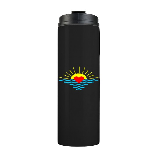 Sunset red heart Thermal Tumblers