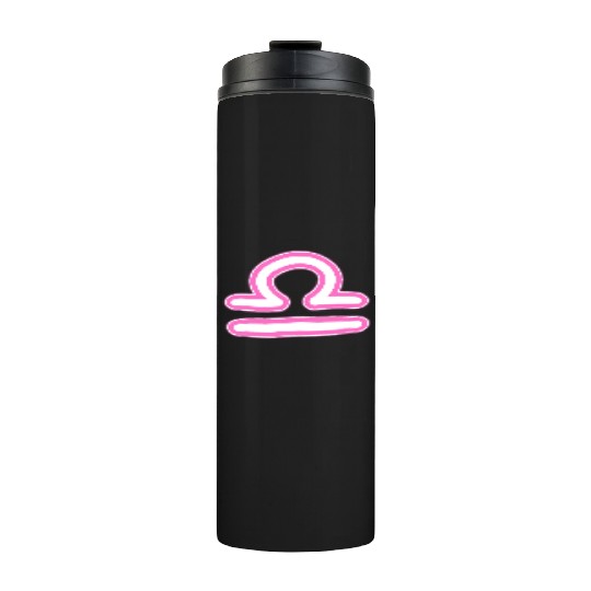 Libra Zodiac Sign Neon Pink Thermal Tumblers