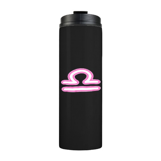 Libra Zodiac Sign Neon Pink Thermal Tumblers