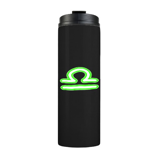 Libra Zodiac Sign Neon Green Thermal Tumblers