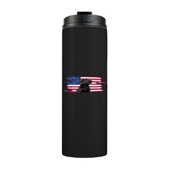 American Flag Dog Black Lab Puppy Thermal Tumblers