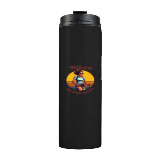 Bikes Before Guys Bicycle, Cycling Black Women Thermal Tumblers