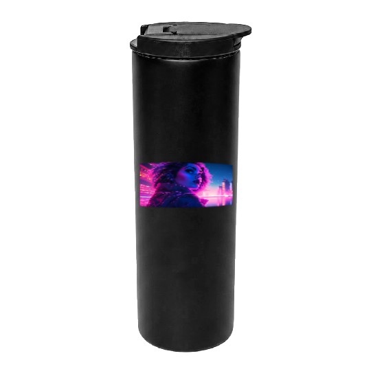 Synthwave Girl - Futuristic Design neon colors Thermal Tumblers
